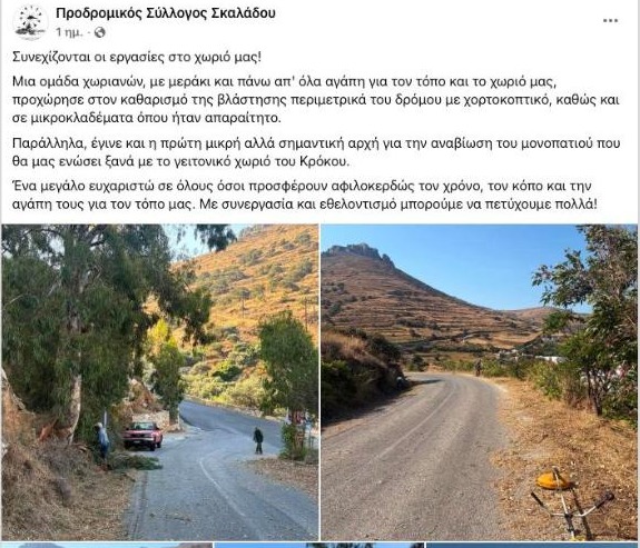 Η ανάρτηση του Προδρομικού Συλλόγου Σκαλάδου