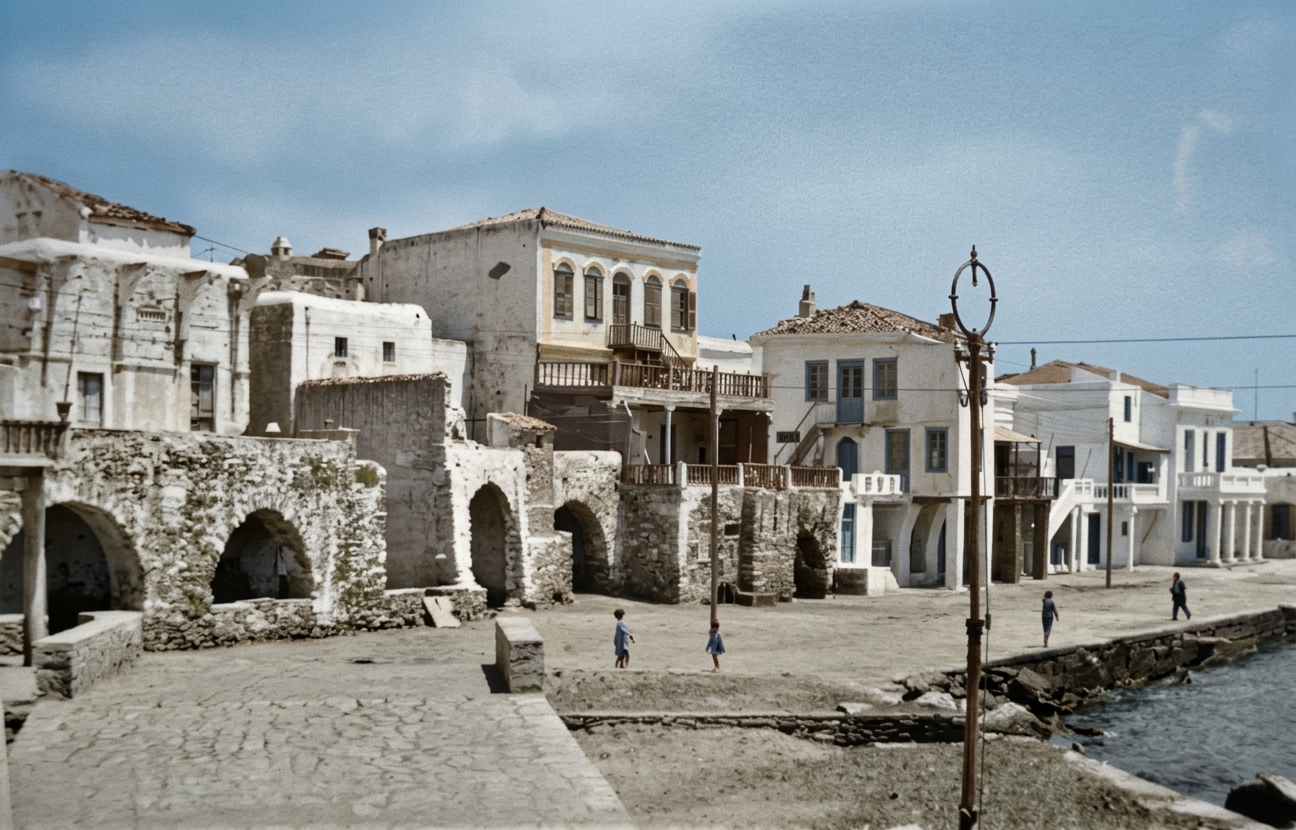 Η Παλλάδα της Τήνου — ψηφιακά χρωματισμένη εκδοχή της αρχειακής φωτογραφίας