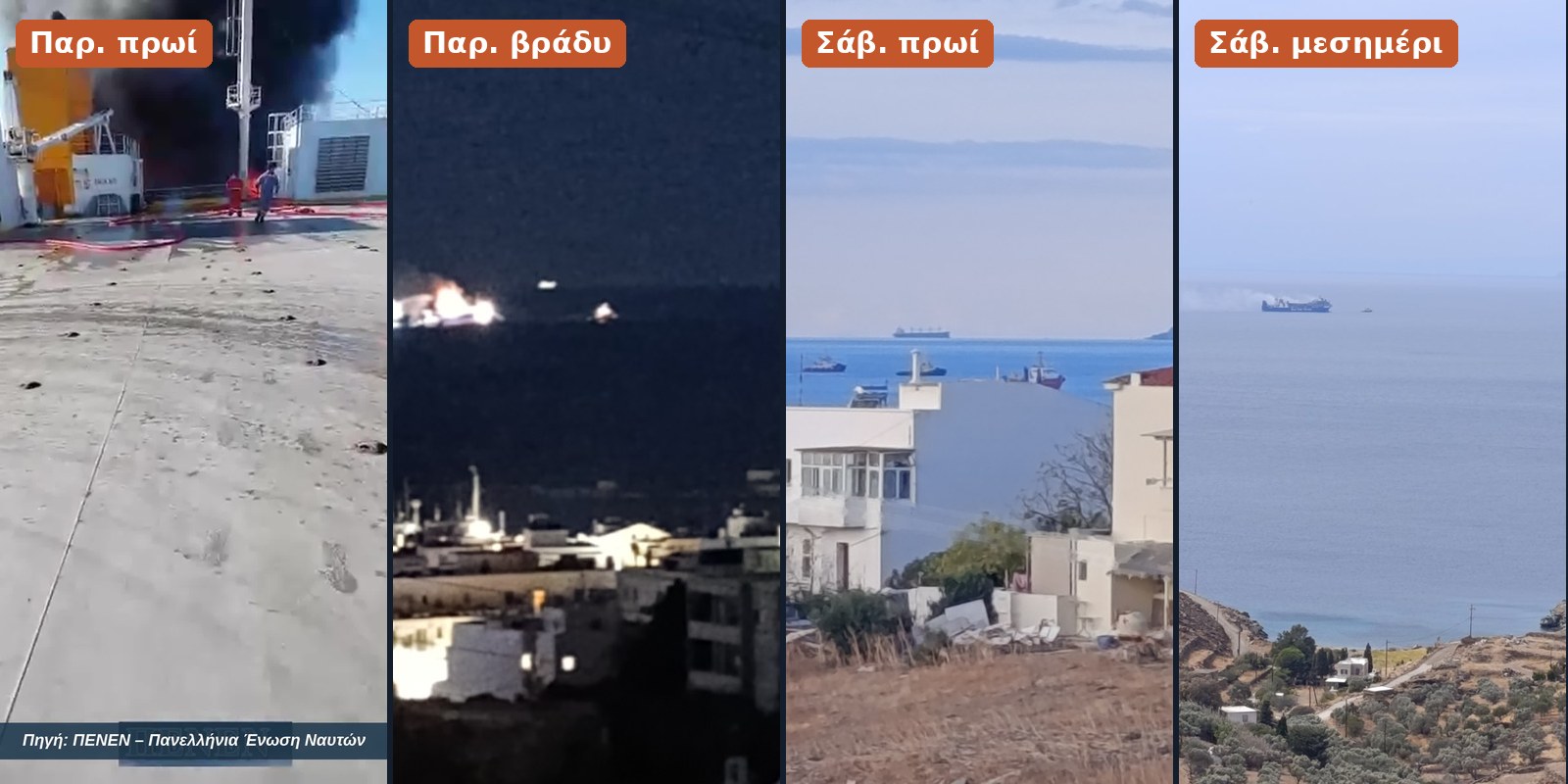 Το BLUE CARRIER 2 σε τέσσερις στιγμές γύρω από την Τήνο, Παρασκευή 25 και Σάββατο 26 Σεπτεμβρίου 2026