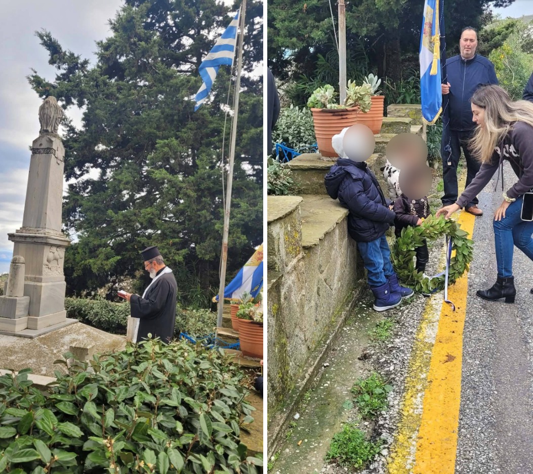 Δέηση στο Ηρώο των Δύο Χωριών της Τήνου για την 28η Οκτωβρίου