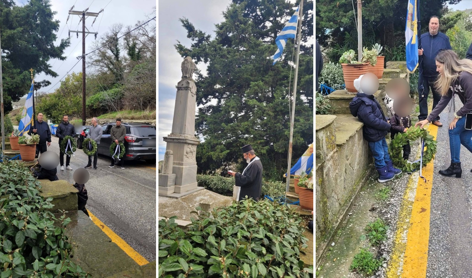 Κατάθεση στεφάνων και δέηση στο Ηρώο των Δύο Χωριών της Τήνου, 28η Οκτωβρίου