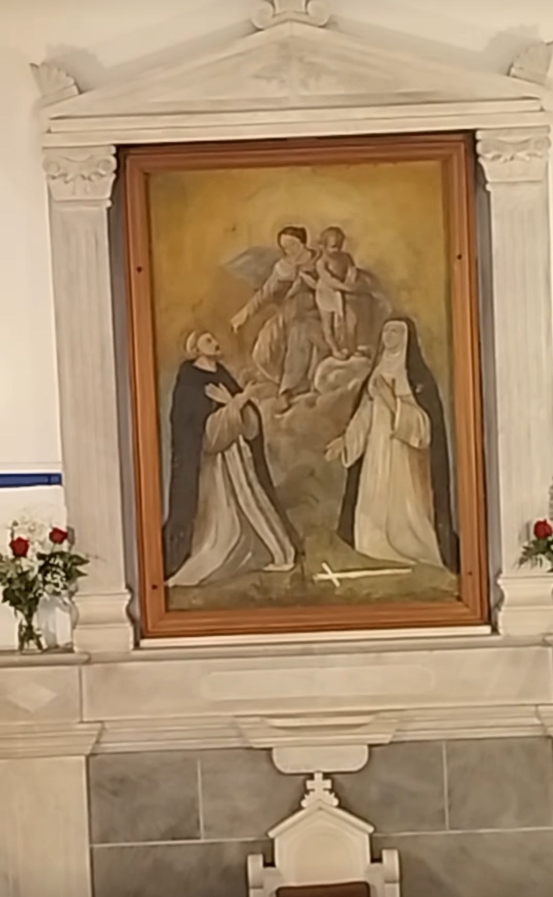 Η εικόνα της Παναγίας του Ροδαρίου με τον Άγιο Δομίνικο και την Αγία Αικατερίνη της Σιένας